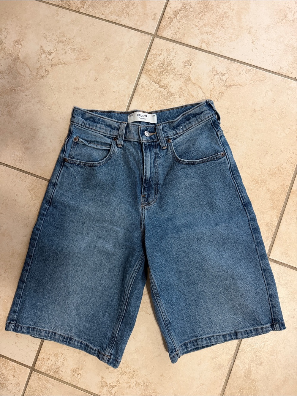 Hollister Blue Denim Super Baggy Shorts